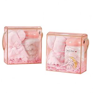 Creative 2pcs Luxury Personalized Gift Items Hot Sale pink Gift Cup Towel <b>Box</b> Set Women Christmas <b>Valentine</b> Gift Set New - Product Image 1
