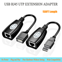 Adaptor Ekstender USB RJ45 LAN Ethernet UTP 150ft Kabel Cat5 Cat6 untuk PC Laptop Desktop Menghubungkan Printer Melalui Ekstensi Ekstender
