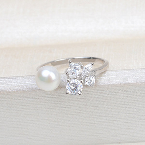 Accessoires DIY pour cheveux et bagues pour femme, en argent S925, motif anneau ouvert, pour perles de 6-8 mm, plaqué or, produit semi-fini 1451 - Product Image 3
