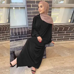 Stylish Solid Color Sleeve Oversized Cardigan Abaya Dress Women s Muslim Ethnic Clothing