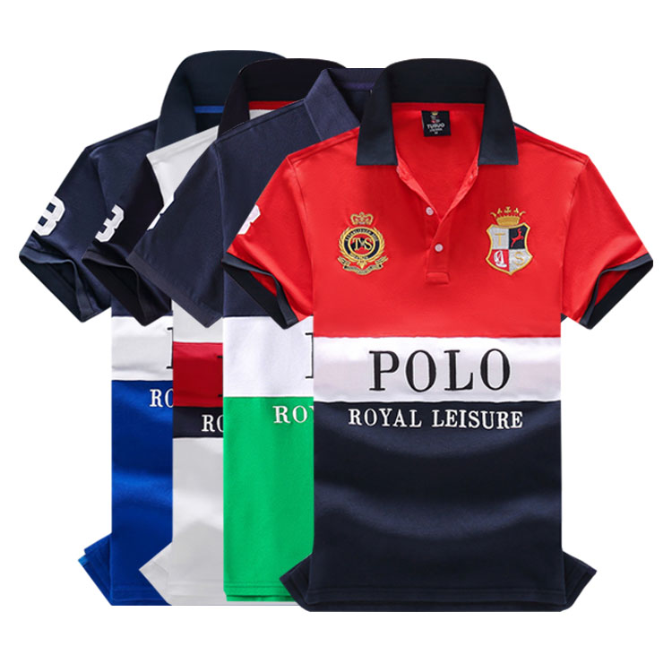 Wholesale America Plus Size Lapel Casual Golf T Shirts 100% Cotton Color Combination Sport Short Sleeve Embroidered Men's Polo