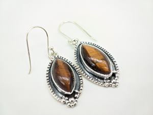 Pendientes Hechos a Mano de Plata de Ley 925 con Ojo de Tigre Natural Genuino, Joyería Étnica Bohemia para Mujer, Proveedor Mayorista al por Mayor - Product Image 3