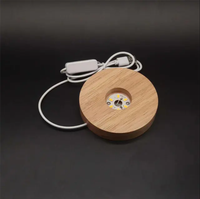 Support de Présentation en Résine pour Boule de Cristal en Forme de Cercle Illusion Personnalisé, avec LED USB et Veilleuse en Bois Blanc Chaud, Vente en Gros