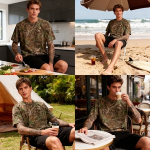 Quần Áo Các Nhà Sản Xuất Mới Đến Nặng Cotton Bất Cây Ngụy Trang In Người Đàn Ông Cắt T-Shirt - Product Image 3