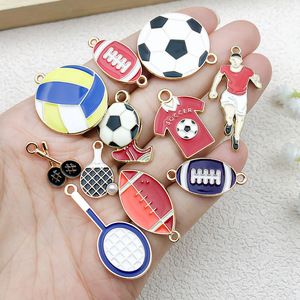 DIY Alliage Huile Dripping Accessoires Équipement Sportif Football Basketball Volleyball Pendentif Porte-clés Bracelet Bijoux - Product Image 3