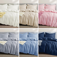 Parure de draps en bambou 4 pièces de luxe qualité hôtelière rafraîchissante avec drap-housse, housse de couette et 2 taies d'oreiller – Vente en gros pour lits Queen et King