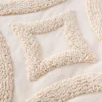 Taie d'oreiller décorative en coton avec diamants géométriques blancs, housse de coussin personnalisée avec pompon