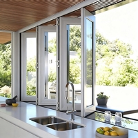 Fenêtre pliante verticale en accordéon en aluminium moderne avec verre trempé, fenêtres pliantes approuvées pour les ouragans, extérieur