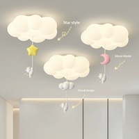 Lámpara de Techo LED de Espectro Completo Estilo Crema para Habitación Infantil, con Control Remoto, Tres Colores Atenuables, Diseño Nórdico