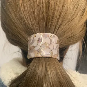 Fashion Hair Accessories 2023 Custom Tortoiseshell Cellulose Acetate Scrunchy Elastic Band Ponytail Holder Hair Tie For Women