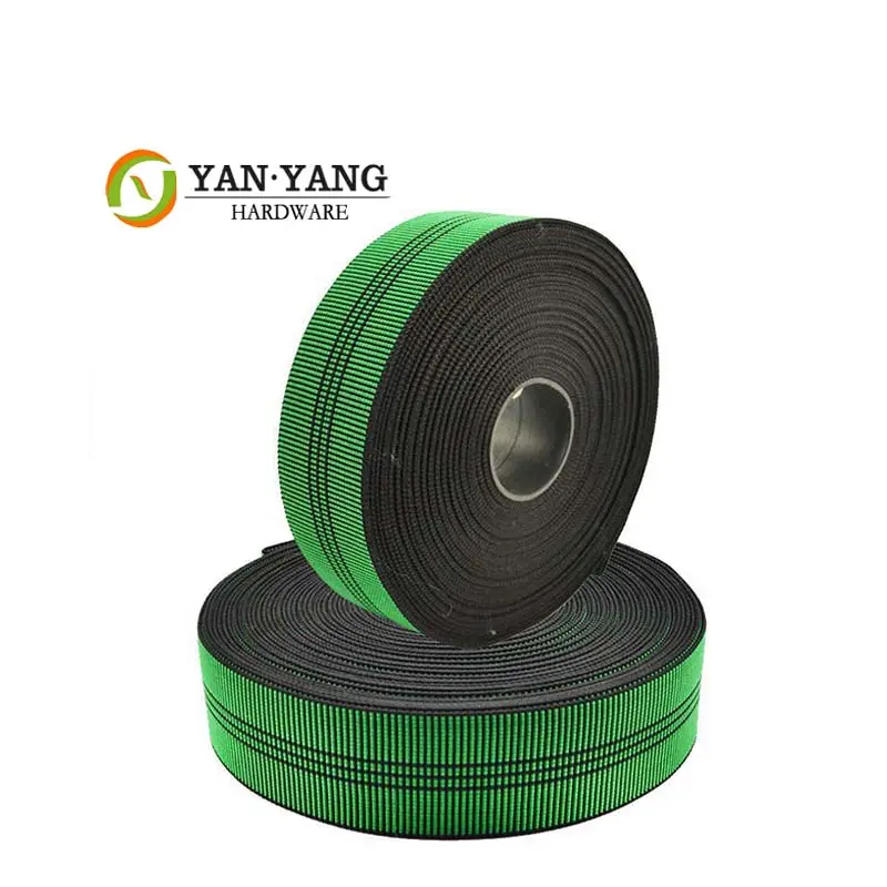 Yanyang Venda de fábrica de cor verde para móveis, correias elásticas para sofá, fita elástica