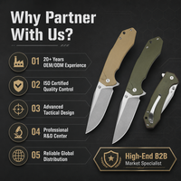 Couteau de poche tactique pliable EDC personnalisé OEM BSCI avec lame en acier D2 et manche en G10 avec clip