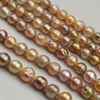 Perles baroques dorées naturelles 9-10mm, brins de perle Edison
