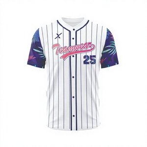 Uniforme Deportivo Personalizado de Béisbol, Camiseta a Rayas con Cuello en V, Manga Corta, Poliéster que Absorbe la Humedad, Unisex para Adultos, Todas las Temporadas, Número Impreso - Product Image 1
