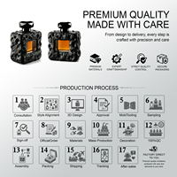 Flacon de parfum carré de luxe à texture roche volcanique, avec logo personnalisé et fenêtre ajourée, flacon de parfum vide