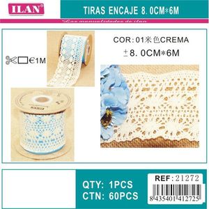 Strisce di pizzo 8 cm x 6 m colore crema per artigianato e cucito - Product Image 3