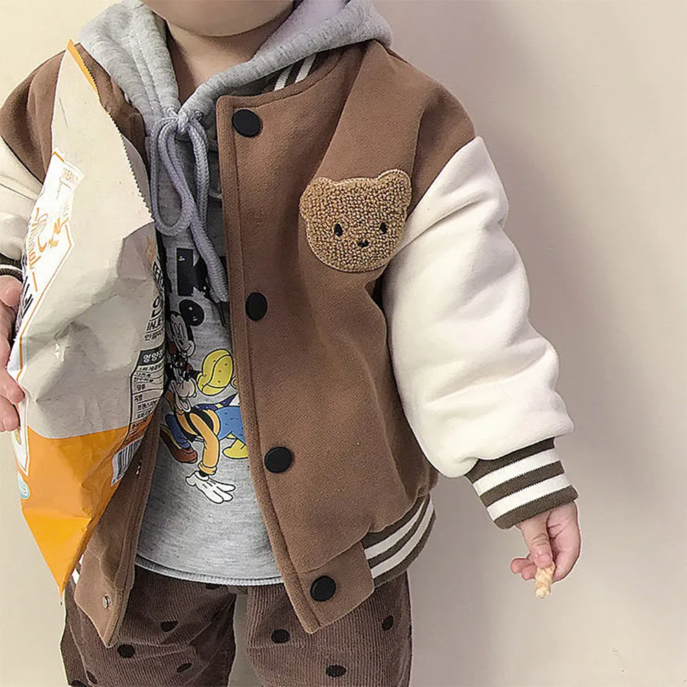 INS Fashion Baby Boy Baseball Jacket Spring Autumn Toddler Kids Thicken Girls Sport Clothes Coat