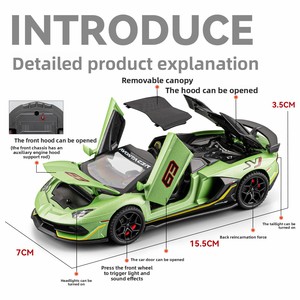 Modelo de Auto Deportivo a Escala 1:32 Estilo <span class=keywords><strong>SVJ63</strong></span>, de Aleación Fundida a Presión, con Sonido, Luces, Retroceso y Techo Desmontable - Product Image 2