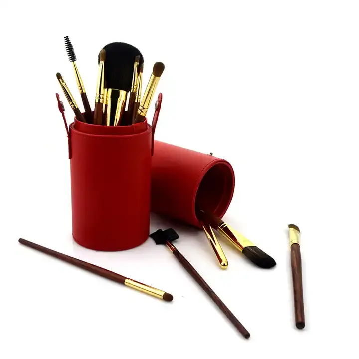 Ensemble de pinceaux de maquillage 11 pièces avec appel professionnel, poignées en bois d'acajou naturel et logo personnalisé