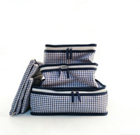 Ensemble de 6 sacs de rangement de voyage à carreaux bleus, organisateur de vêtements pour valise 6-en-1, lot de 5 pièces, entrepôt GA