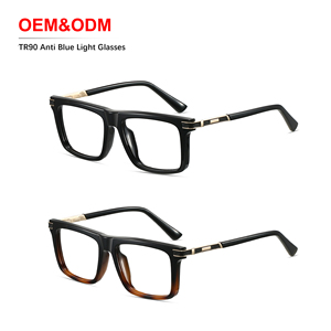 Lunettes anti-lumière bleue TR90 tendance rétro pour hommes, monture carrée légère, décontractées et professionnelles, sans correction, transparentes, en promotion - Product Image 1