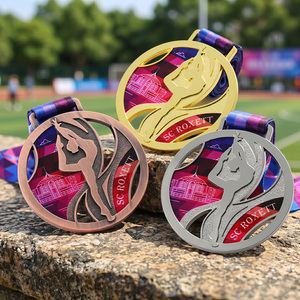Medallas <span class=keywords><strong>de</strong></span> Metal con Logotipo en Relieve, Chapadas en <span class=keywords><strong>Oro</strong></span>/Plata/Bronce, Medallas Personalizadas <span class=keywords><strong>de</strong></span> Metal, Corte Hueco, Aleación <span class=keywords><strong>de</strong></span> Zinc, Medallas <span class=keywords><strong>de</strong></span> Gimnasia y Danza - Product Image 3