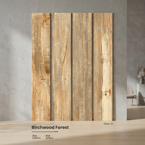 Carrelage en porcelaine imitation bois de bouleau, finition mate, 200*1200mm - Product Image 1