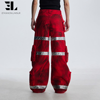 Pantalon cargo de pompier LARSUR, fabriqué sur mesure, effet usé, lavage délavé, bandes réfléchissantes, panneaux, détachable, jean de travail pour pompiers