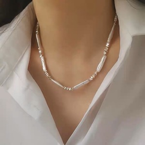 สร้อยคอไข่มุกบาร็อคหรูหราสไตล์ยุโรปอเมริกันพร้อมสร้อย925สีเงินบดและสีเงินธรรมดา - Product Image 2