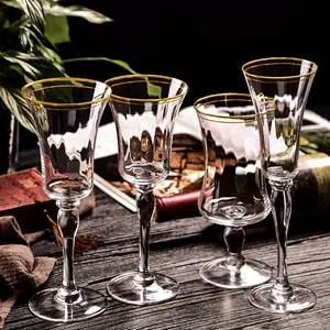 Taças de vinho luxuosas estilo retrô com borda dourada e diamantes, taças brancas para vinho, taças de champanhe, taças para vinho tinto