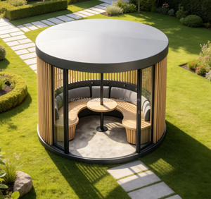 Pérgola Cilíndrica para Exteriores, Casa Contenedor Tipo Villa, Estructura de Acero Ligero, Modular, para Baño, Comedor, Taller, Uso en Centros Comerciales - Product Image 3