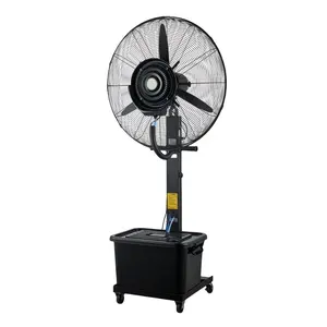 Hotsale powerful black floor stand mobile industrial portable misting spray fan with wheels for outdoor events