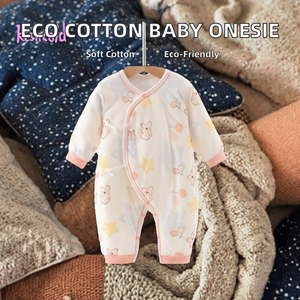 Combinaison décontractée en coton écologique pour nouveau-né, vêtements pour bébé à manches longues, tissu peigné chaud pour le printemps, l'automne et l'hiver - Product Image 1