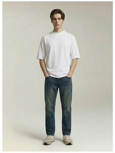T-shirt technique avec logo personnalisé |   T-shirt japonais anti-rides coupe ample 220g |   Haut à cinq manches pour homme, anti-transpiration, à épaules tombantes - Product Image 4