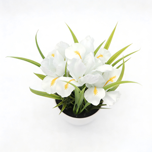 Fleur d'<span class=keywords><strong>iris</strong></span> artificielle avec pot en plastique blanc, plante d'<span class=keywords><strong>iris</strong></span> artificielle au toucher réel, fleur blanche pour la décoration <span class=keywords><strong>de</strong></span> la maison, des mariages, des jardins et des fêtes - Product Image 3
