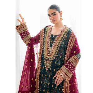 Handmade Salwar Kameez Suit Designer Indian Pakistani Art Silk Suit Punjabi Dress Material Party Wear Wedding - Product Image 1