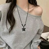 Nouveau Collier Chaîne de Pull 2026 pour Femme, Pendentif Cœur Romantique en Alliage de Zinc avec Cordon en Fil de Coton Ciré, Style Doux et Tendance, Motif Étoile et Amour, Idéal Cadeau