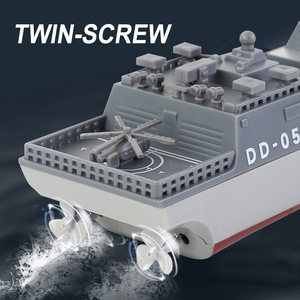 Dual-Motor <span class=keywords><strong>RC</strong></span> Destroyer Boat - 1:890 scala tipo 055 modello con 90 min Runtime, 4CH 2.4Ghz telecomando per laghi e piscine - Product Image 4