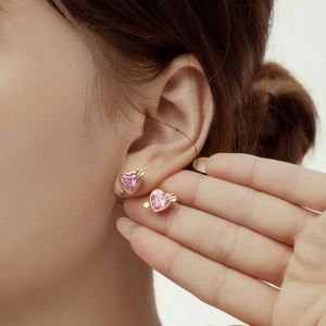 Dylam Tiny Charm <b>Fine</b> Jewelry S925 Silver Rose Gold Plated Christmas Festival Gift Heart Love Shape 5A Zirconia <b>Stud</b> <b>Earrings</b> - Product Image 4
