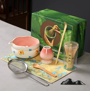 Juego de Matcha con Diseño de Corazón de <span class=keywords><strong>Mariposa</strong></span> Pintado a Mano, Juego de Té Matcha de Cerámica Japonesa Creativa, Regalo Artístico Único para Amantes de la Ceremonia del Té - Product Image 1