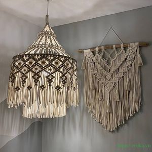 Pantalla de Lámpara Tejida a Mano 100% Algodón Estilo Bohemio, Transpirable, Simple, Multifuncional, Decoración del Hogar, Tela de Vietnam - Product Image 3