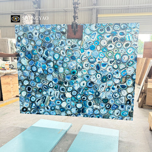 백라이트 바닥/배경 벽/조리대 용 조명 대리석 반투명 블루 마노 보석 석판 - Product Image 4