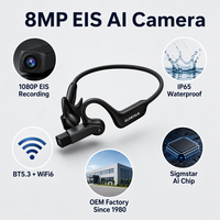 Écouteurs IA avec caméra 8MP EIS 1080P, BT5.3 WiFi6, étanches IP65, commande vocale KWS, double microphone ENC, carte TF 32 Go, usine OEM