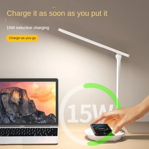 โคมไฟอ่านหนังสือแบบตั้งโต๊ะ LED ป้องกันแสงแยงตา พับได้สองทบ ชาร์จไฟได้ ใช้ได้สองแบบ พร้อมที่ชาร์จโทรศัพท์ไร้สาย 15w - Product Image 4