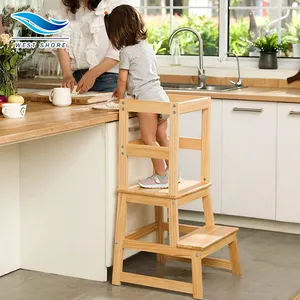 Best Selling Montessori Learning Tower Toddler Kitchen Helper Kids Standing Tower Step Stool For Home Counter