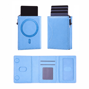 Custom Branded Magnetic Phone <b>Wallet</b> Trifold <b>RFID</b> Blocking Card Holder Pop Up with Red Stitching <b>for</b> <b>Men</b> Women Business EDC - Product Image 1