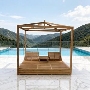 <span class=keywords><strong>Lit</strong></span> <span class=keywords><strong>double</strong></span> à <span class=keywords><strong>baldaquin</strong></span> en teck massif, moderne, imperméable, finition vieillie, écologique, durable, pour l'extérieur - Product Image 4