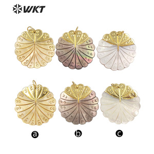 WT-JP300 Nóng Bán Thích Hợp Thiết Kế Hoa Mặt Dây Chuyền Sừng Vỏ Kết Cấu Kỳ Lạ Mặt Dây Chuyền Trang Sức Phụ Kiện Vỏ Mặt Dây Chuyền - Product Image 2