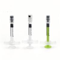 Seringue longue en verre de 1 mL avec embout de maintien au doigt et plongeur, corps Luer Lock pour l'emballage de produits de comblement cutané