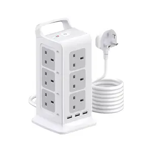 OSWELL Layer Multi Device Charging Outlet USB Power Socket Vertical Tower Socket Extension Board Extension Cord 2M Multi Outlets